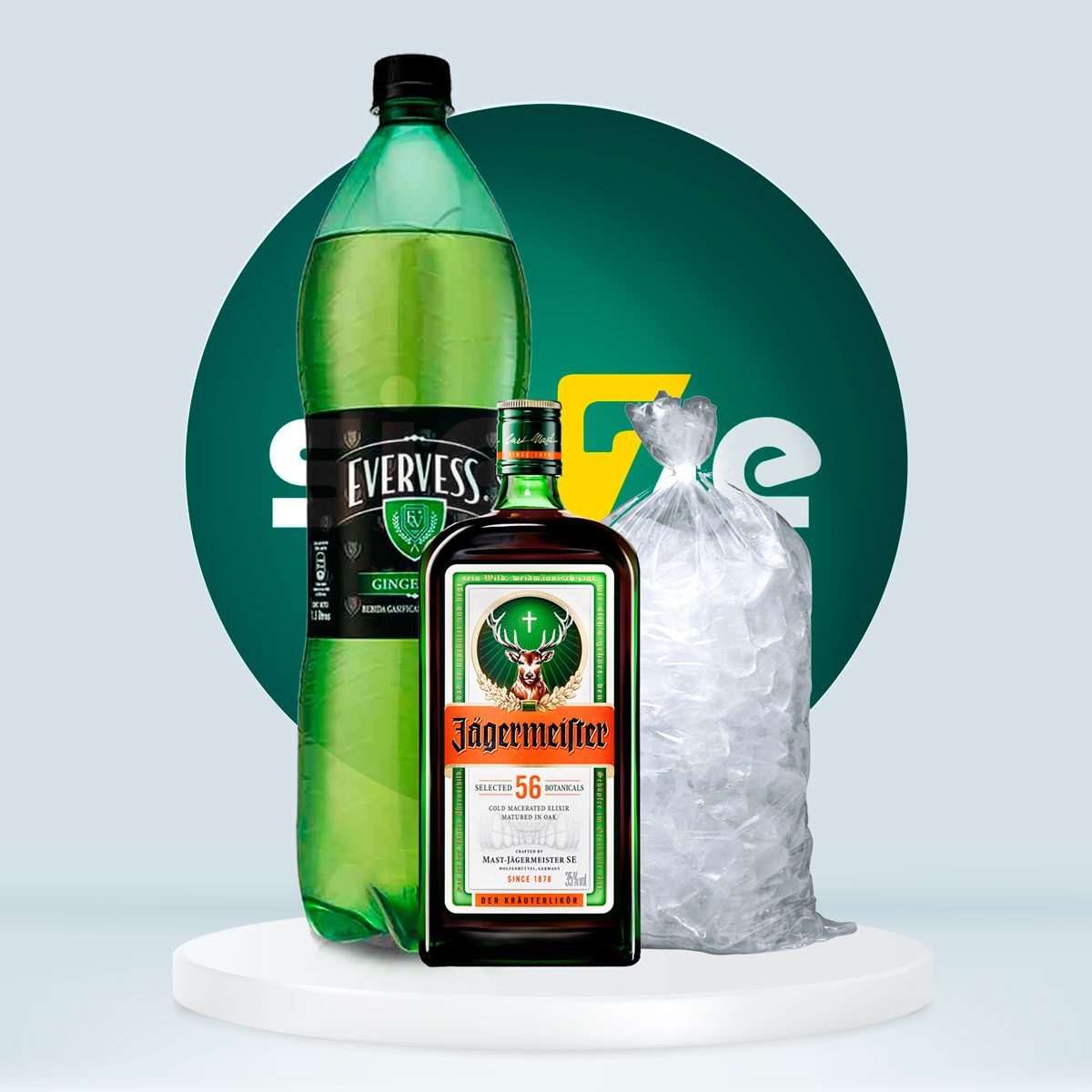 Pide-Combo-Licor-de-Hierbas-JÄGERMEISTER Combo Licor de Hierbas JÄGERMEISTER Botella 700 ml + Evervess 1.5L + Hielo 1.5kg - Imagen 1