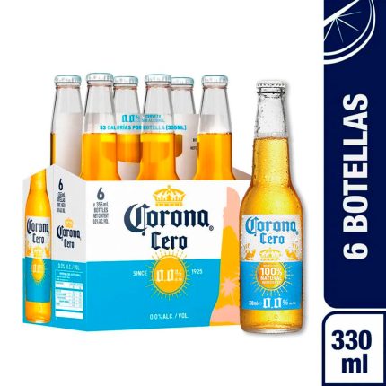 Cerveza CORONA Cero sin Alcohol Botella 355ml Pack x 6und